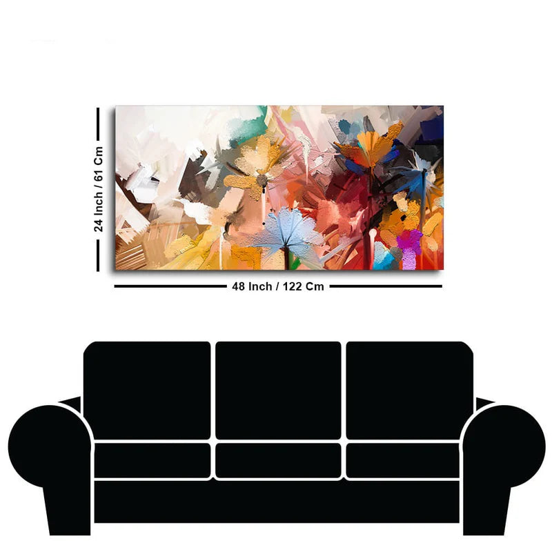 Abstract Colorful Floral Flower art Canvas Wall Painting | Area: 48" W x 24" H