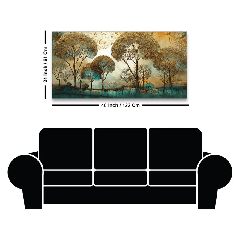 Abstract Forest Tree Artistic Art Canvas Wall Painting | Area: 48" W x 24" H