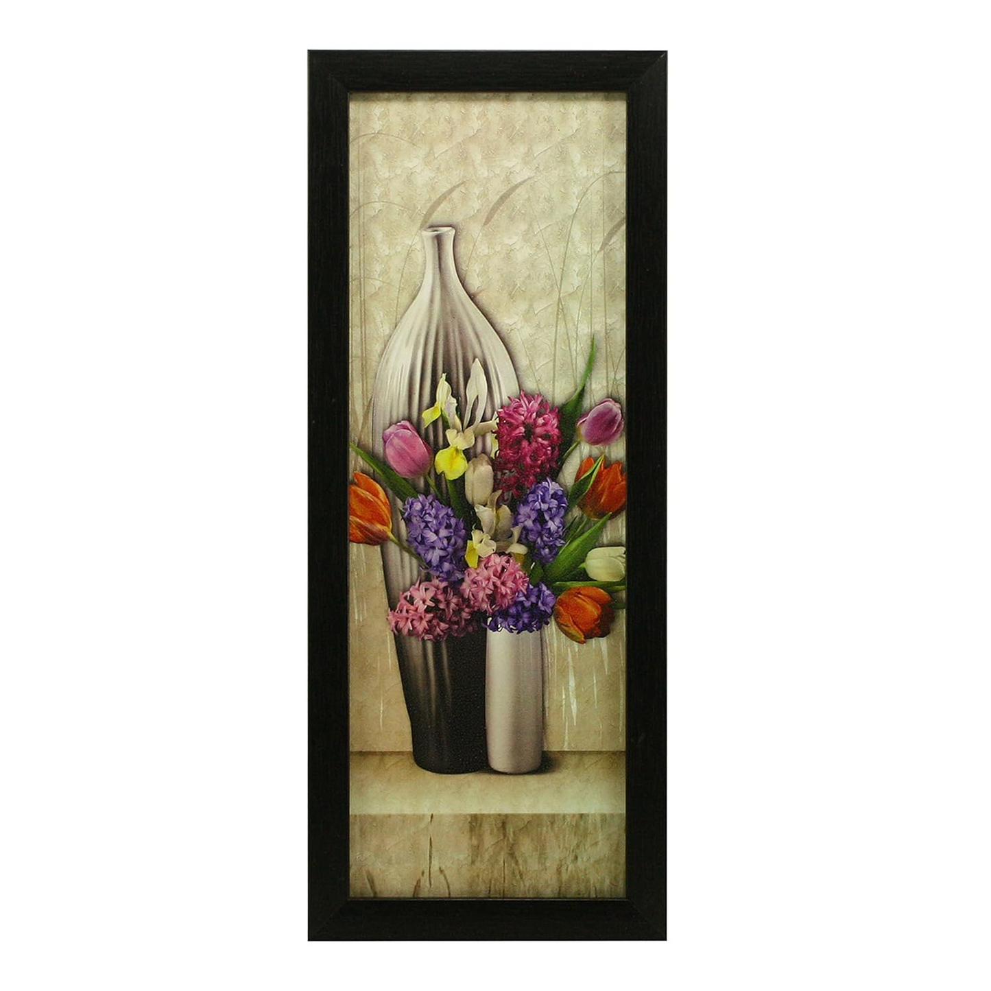 Indianara 3 Pc Set of Floral Paintings (1056) Without Glass 5.2 X 12.5, 9.5 X 12.5, 5.2 X 12.5 Inch-Multicolour