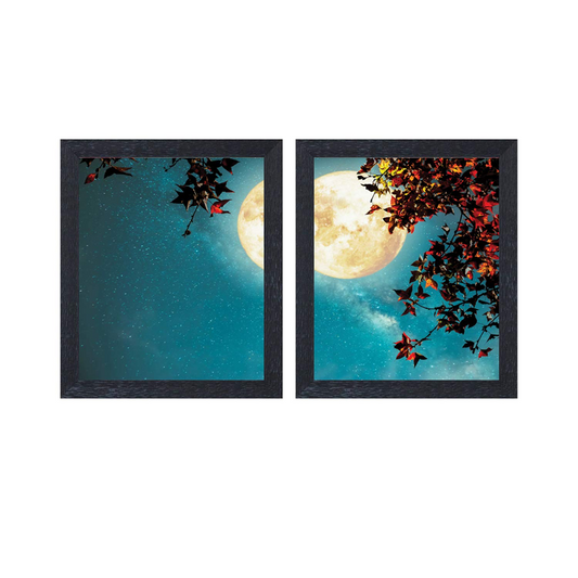 Moonlit Night Painting with Frame, Set of 2