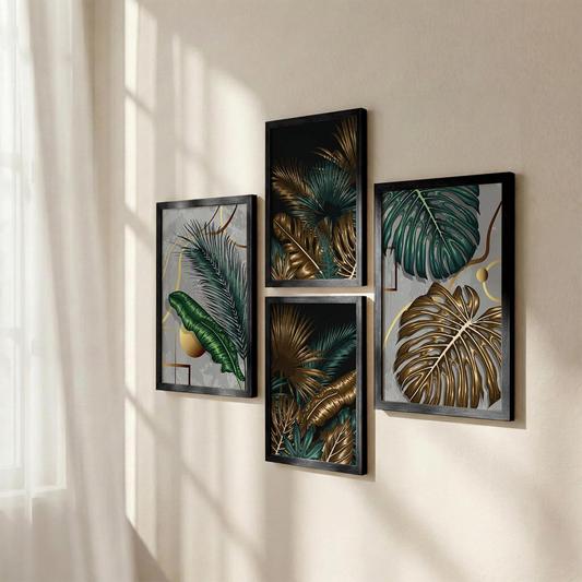 NoWorries Painting for Wall Decoration Wall Art Frames for Living room/Wall Decor Frames for Decoration - Wall Painting and Framed Poster (13x19 inches & 10x13 inches, Multicolor) Set of 4