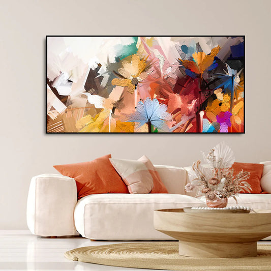 Abstract Colorful Floral Flower art Canvas Wall Painting | Area: 48" W x 24" H