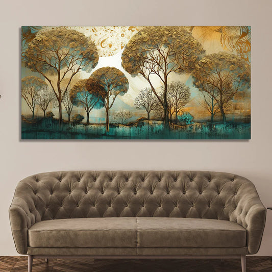Abstract Forest Tree Artistic Art Canvas Wall Painting | Area: 48" W x 24" H
