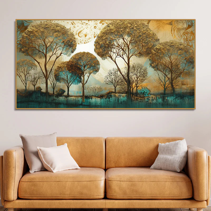 Abstract Forest Tree Artistic Art Canvas Wall Painting | Area: 48" W x 24" H