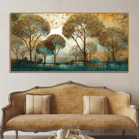 Abstract Forest Tree Artistic Art Canvas Wall Painting | Area: 48" W x 24" H