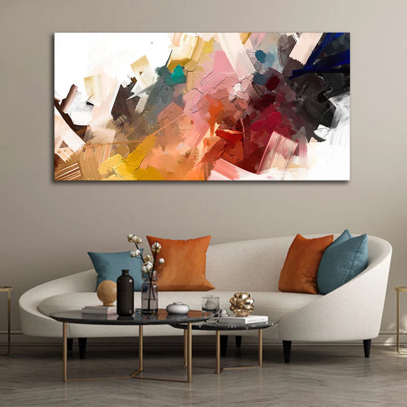 Beautiful Colorful Texture Abstract art Canvas Wall Painting |  Area: 48" W x 24" H