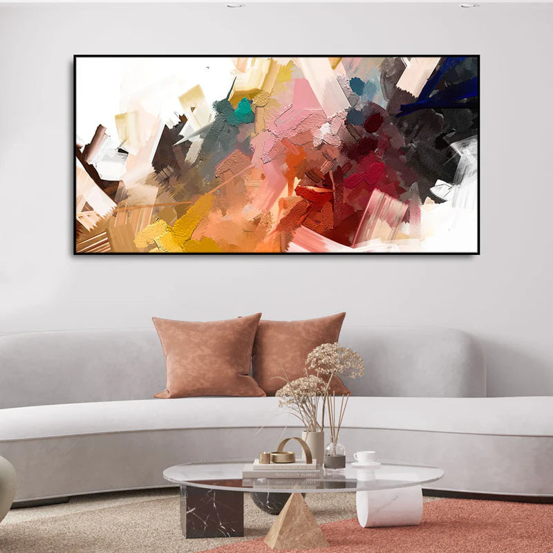 Beautiful Colorful Texture Abstract art Canvas Wall Painting |  Area: 48" W x 24" H