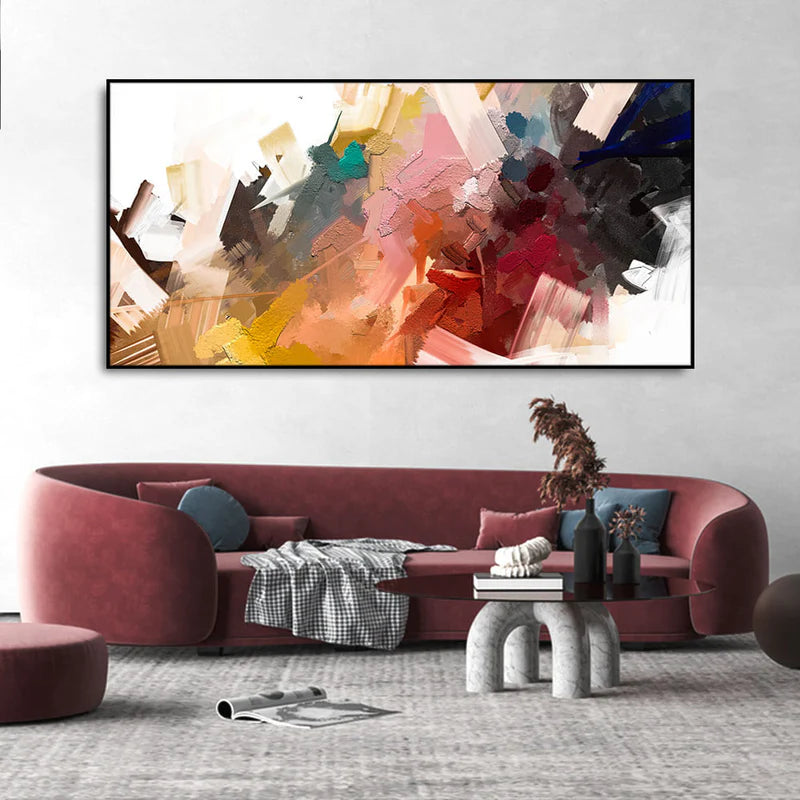 Beautiful Colorful Texture Abstract art Canvas Wall Painting |  Area: 48" W x 24" H