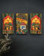 Set of 3 modern art Boho painting Premium Framed Laminated Wall paintings for living room, bedroom, home decoration, wall decoration (20 inch x 30) inch