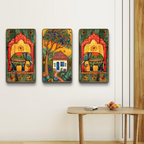 Set of 3 modern art Boho painting Premium Framed Laminated Wall paintings for living room, bedroom, home decoration, wall decoration (20 inch x 30) inch