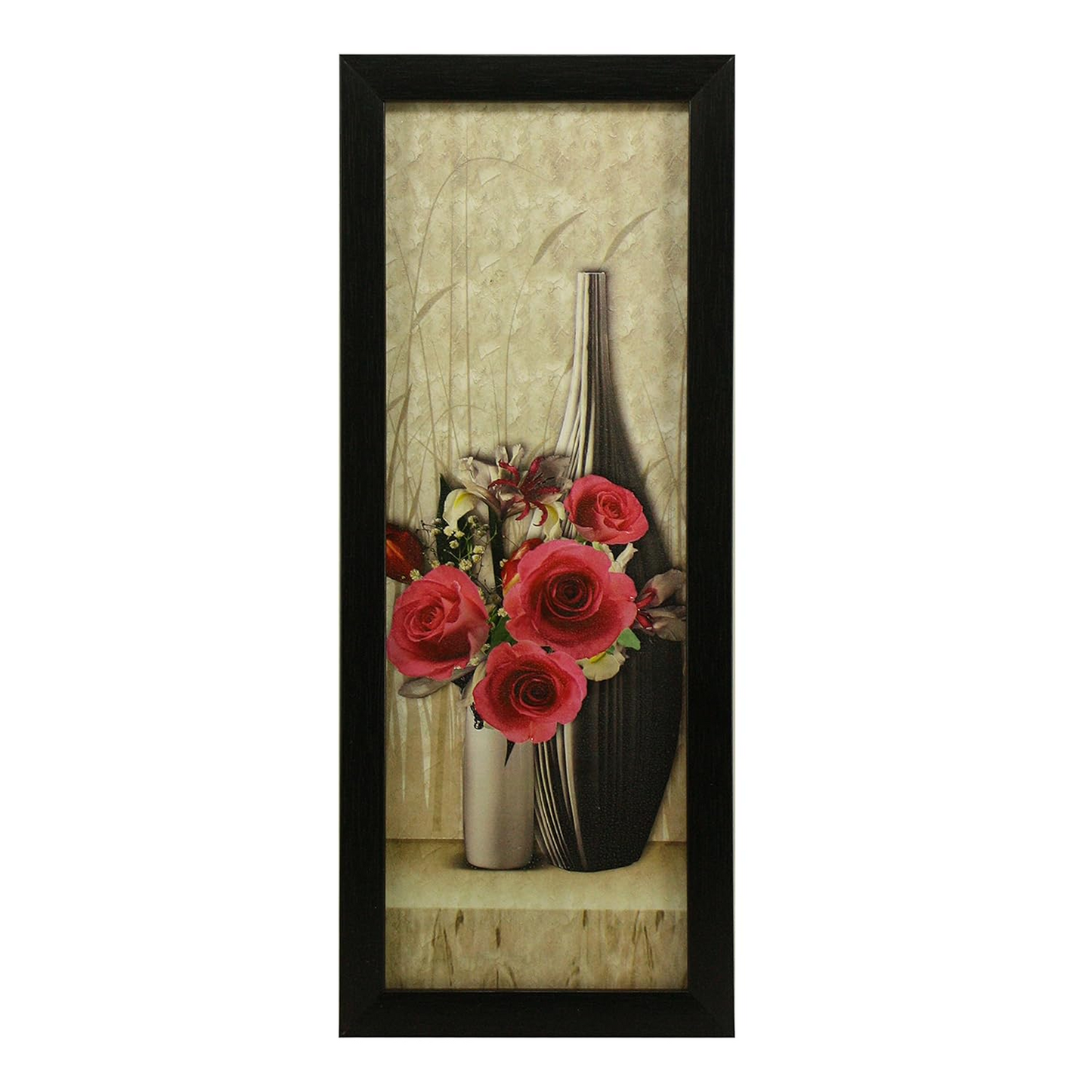 Indianara 3 Pc Set of Floral Paintings (1056) Without Glass 5.2 X 12.5, 9.5 X 12.5, 5.2 X 12.5 Inch-Multicolour