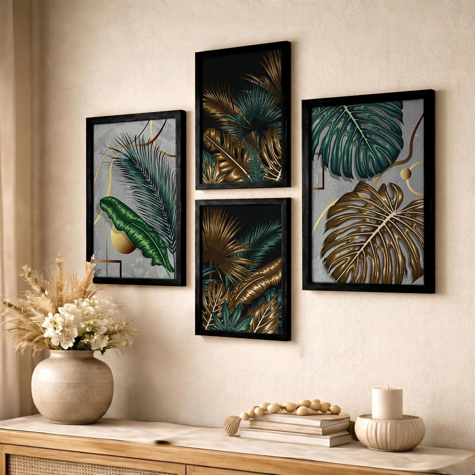 NoWorries Painting for Wall Decoration Wall Art Frames for Living room/Wall Decor Frames for Decoration - Wall Painting and Framed Poster (13x19 inches & 10x13 inches, Multicolor) Set of 4