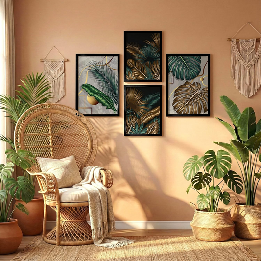 NoWorries Painting for Wall Decoration Wall Art Frames for Living room/Wall Decor Frames for Decoration - Wall Painting and Framed Poster (13x19 inches & 10x13 inches, Multicolor) Set of 4