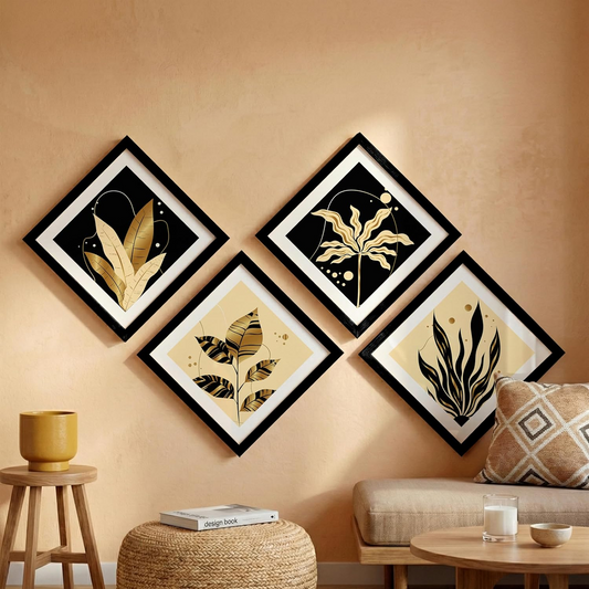 NoWorries wall art framed paintings for home decor and office decor - Rhombus Shape modern art painting with frame for wall decoration Size - (	13.5inchx13.5inch)